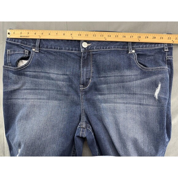 Lane Bryant Genius Fit Jeans Womens 24 Blue Skinny Distressed Embroidered Pocket - Picture 7 of 9